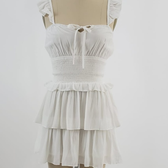 Ivory Ruffle Mini Dress - Picture 3 of 5